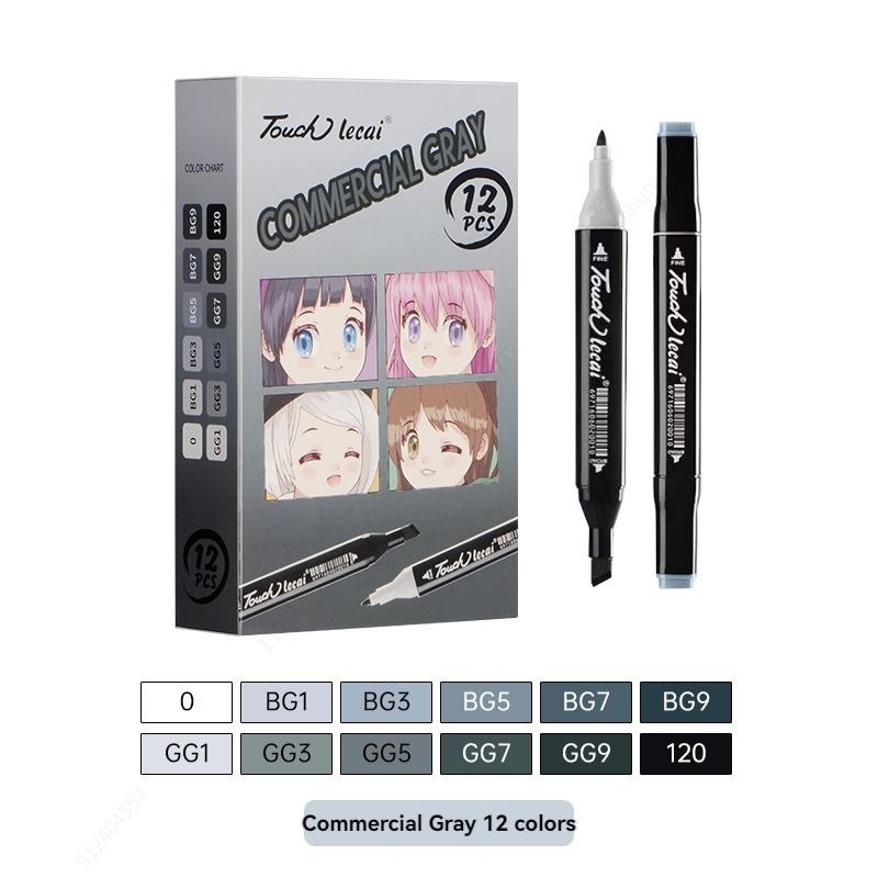 Rotuladores de uso artístico , 12 colores, bolígrafo de fieltro con Alcohol, marcadores para bocetos de Manga, pincel doble, suministros de arte, juego de dibujo: Amarillo claro