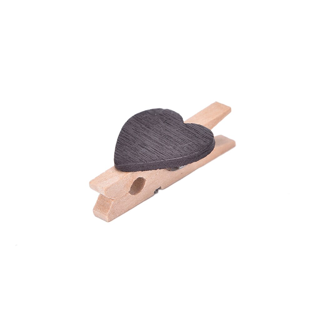 20 stuks Gekleurde Mini Hart Houten Kantoorbenodigdheden Craft Memo Clips DIY Kleding Papier Photo Peg Decoratie 3x0.7cm: COFFEE