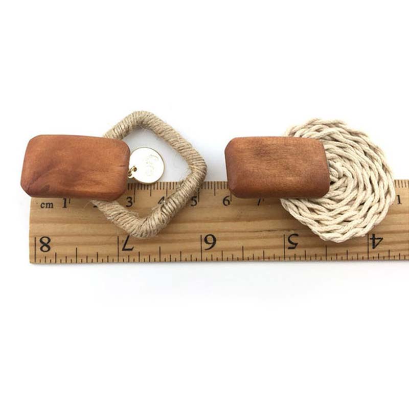 Boucles d&#39;oreilles pendantes en bois, bambou et rotin, faites à la main, bijoux tendance pour la plage, de Boutique