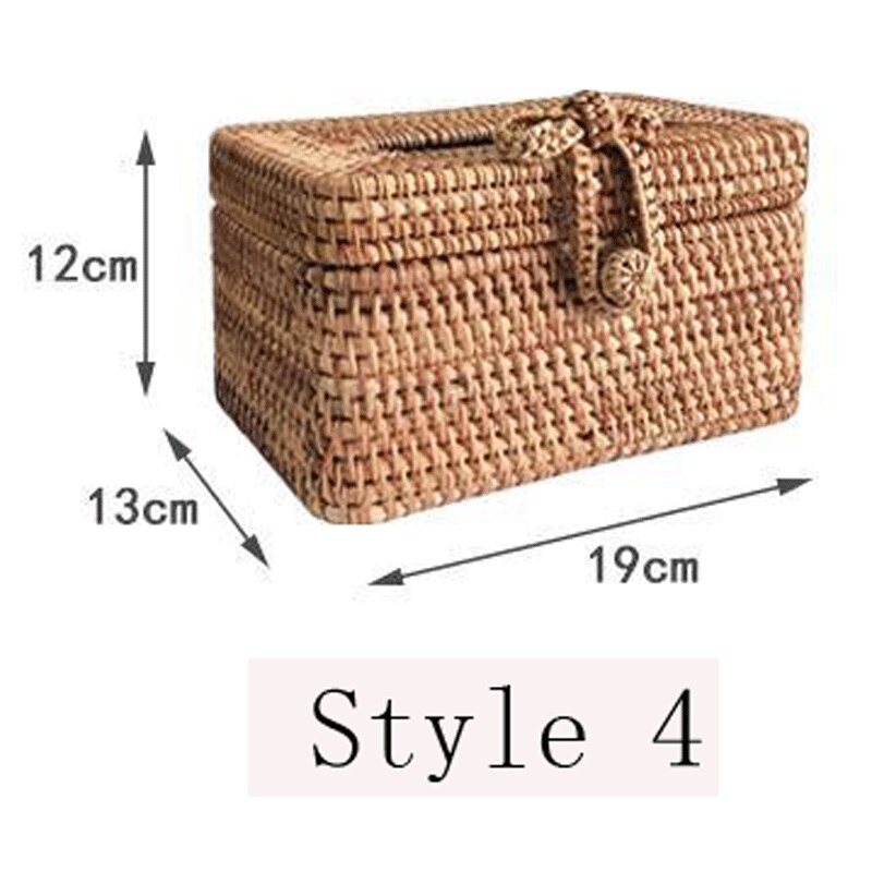 Rattan Tissue Box Home Decoration Handmade Desktop Tissue Rattan Tissue Box For Barthroom,Home,Hotel And Office: Blue