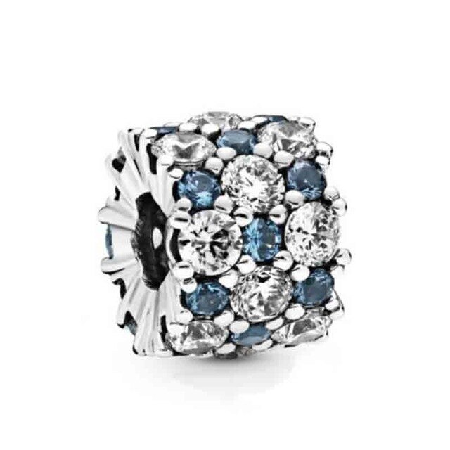 PDB 13 925 Silver Multicolor Blue Zircon sparkle charm interval pearl, suitable for attending banquet jewelry .