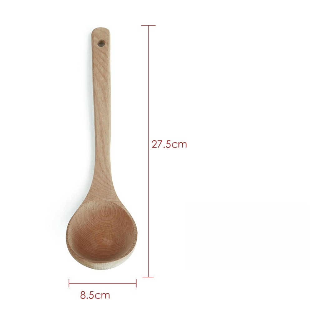 Holz-Kochgeschirr mit langem Griff, rutschfest, verbrühungsfrei, Spatel, Suppenlöffel, Haushalt, hitzebeständiges Utensil, Küchenzubehör: Dark Khaki