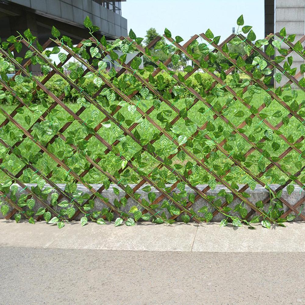 Retractable Artificial Garden Fence Expandable Faux Privacy Plant Wood Frame Gardening Ivy Fence Vines Decor Home Climbing O2Q5