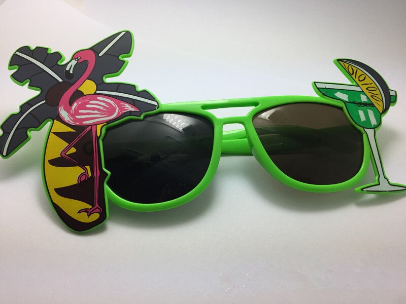 1pcs Beach Hawaii Party Pink Flamingo Party Tropical Decorations Funny Glasses Pineapple Sunglasses Summer Hawaiian Party Event: Army Green