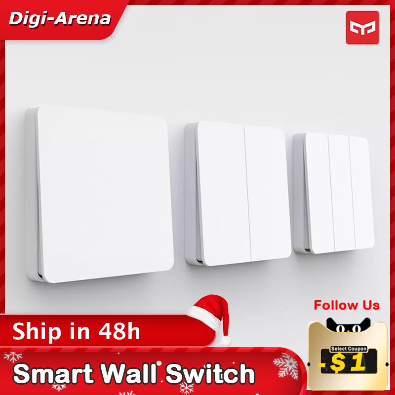 Yeelight Smart Wall Switch Self-Rebound Support Slisaon For Ceiling Light YLKG12YL/YLKG13YL/YLKG14YL