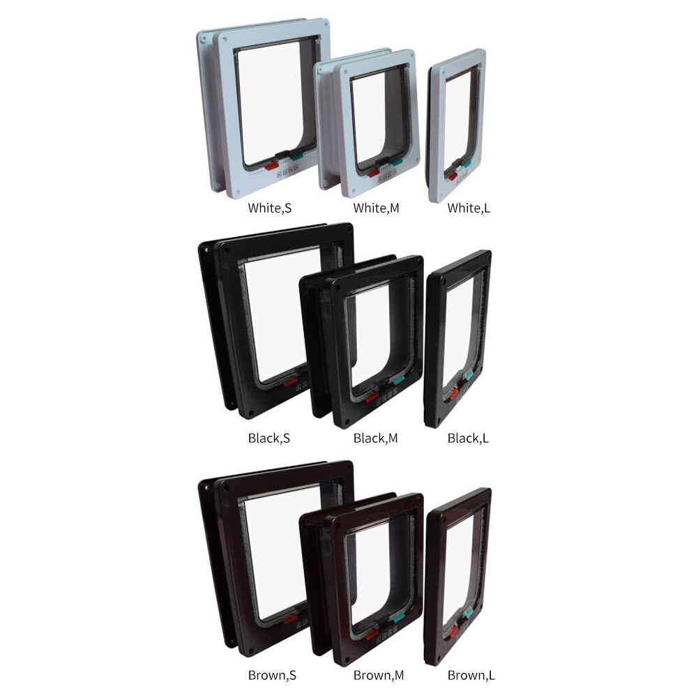 Animal Flap Gate Wall Cat Door Weather Stripping Easy Install Manual Lock 4 Way Security Puppy Pet Kitten Small Dog Convenient