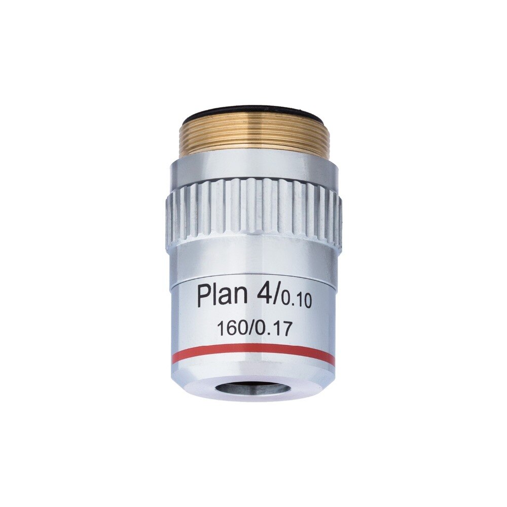 AmScope 4X Plan lente de objetivo acromático con anillo moleteado PA4XK-V300