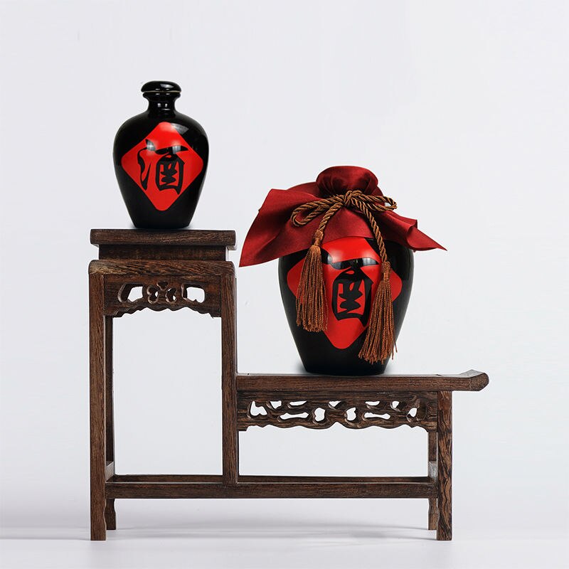 500ml Retro Wine Bottle Collection Collect Ceramics Chinese Style Empty Bottle Self-brewed Wine Preservation Dust-proof E11691