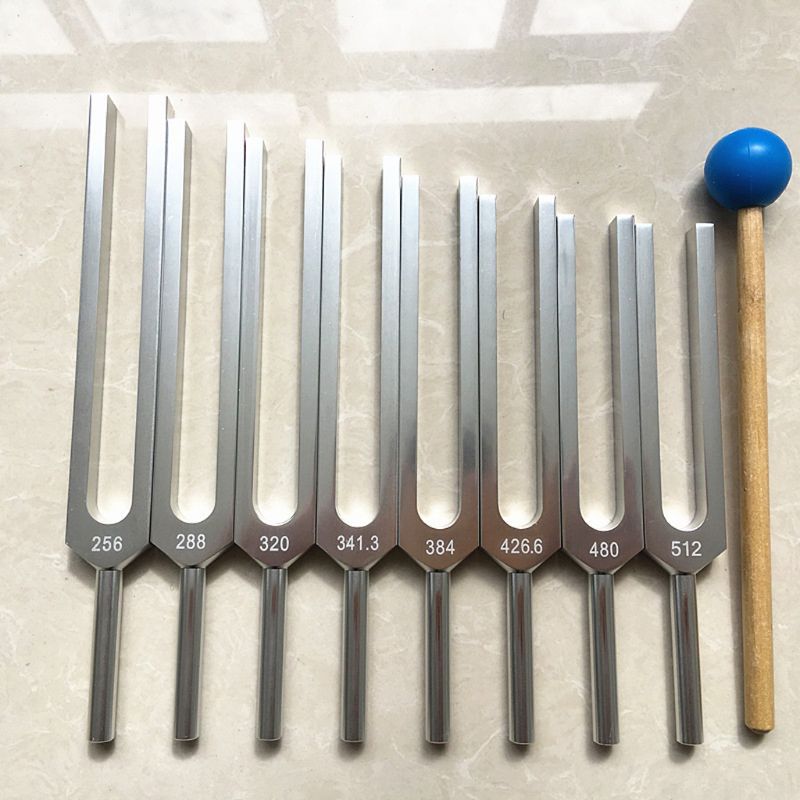 Aluminum Tuning Fork Set With Mallet, 13 Forks For Healing And Relaxation