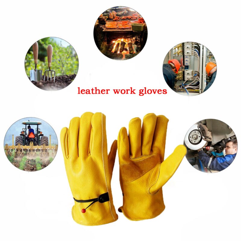 1 par førsteklasses læder arbejdshandsker brønde lamont udendørs sport læder havearbejde handsker