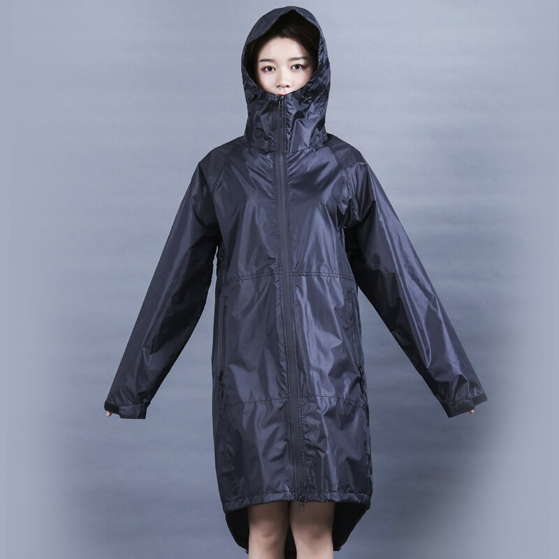 Lange Dünne Regenmantel Frauen Männer Wasserdichte kapuze Rucksack Regen Mantel Ponchos Jacken mantel Weibliche Chubasqueros Große Größe: Black / L