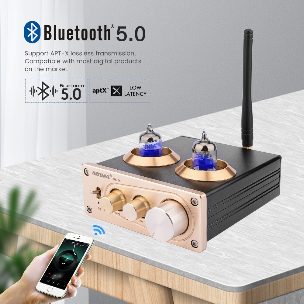 AIYIMA APTX Bluetooth 5.0 Tube Voorversterker 6J1 Vacuum Tube Amp Voorversterker DIY Stereo Thuis Power Pre Versterker Met Toonregeling