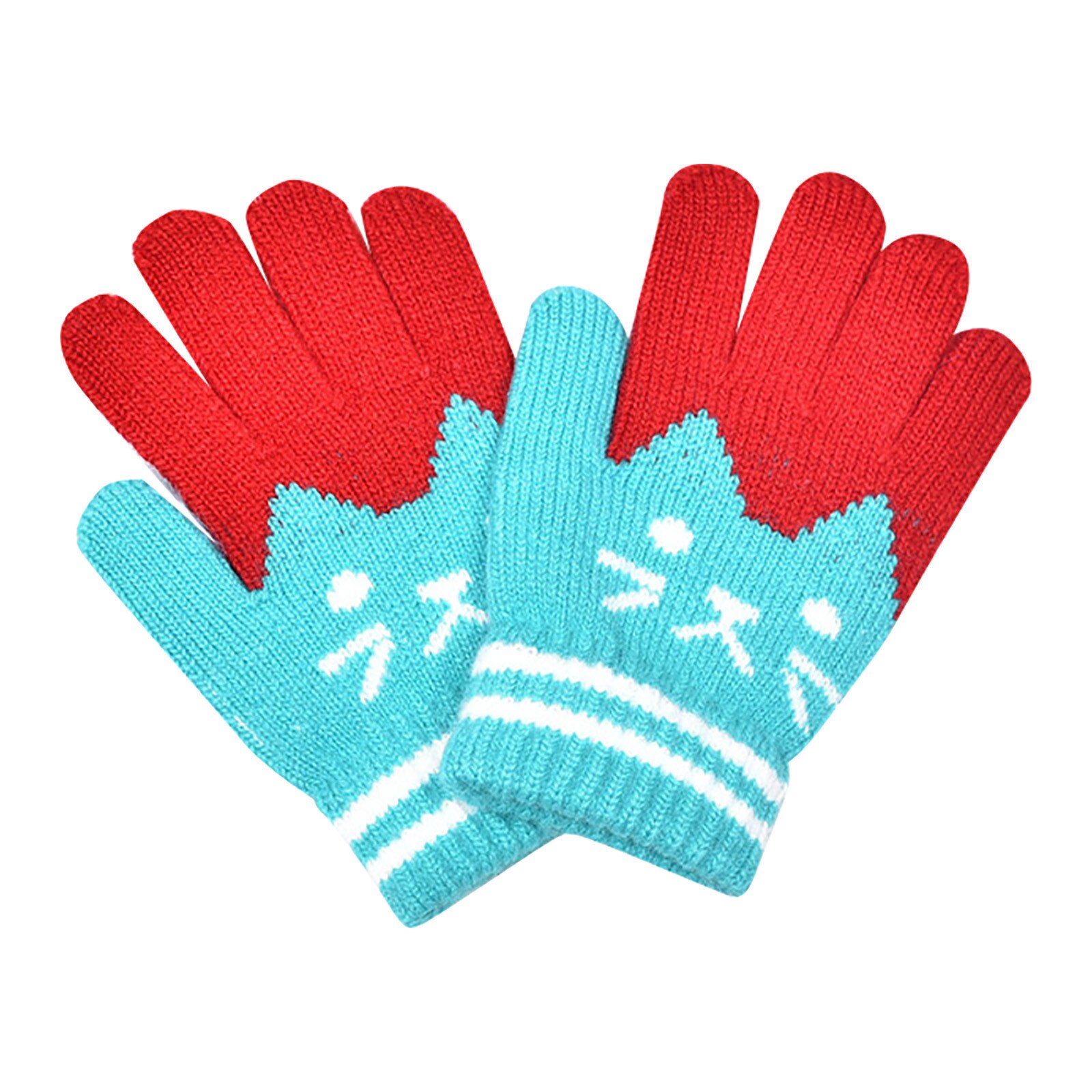 Karikatur Baby Handschuhe freundlicher Kaschmir Niedlich Katze Acquard weben Warme Gestrickte Handschuhe перчатки