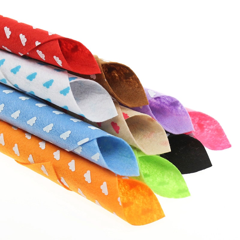 Printed Cloud Felt Pattern Fabric 30X30CM For DIY Handmade Nonwoven Craft kids Felt Book Material Cloth 10Pcs/Set