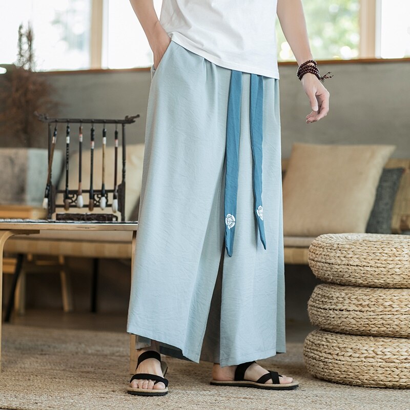 Chinese Traditionele Kung Fu Wushu Broek Kleding Voor Mannen Mannelijke Linnen Oosterse Stijl Cargo Broek Wijde Pijpen Chinese Broek 10891: 3 / Xxxl