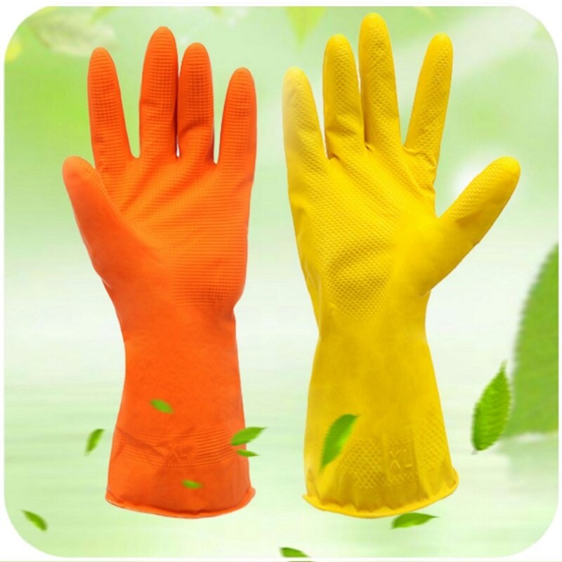1pair Rubber Household Gloves For Kitchen Dishwash Washing Clothes Natural Latex Housekeeping Gloves Cleaning Tools Accessories