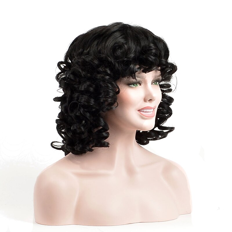 Ifiber Short Curly Wig for Black Women Afro Curly Hair Bob Wig for African American Heat Resistant Should Length Wig