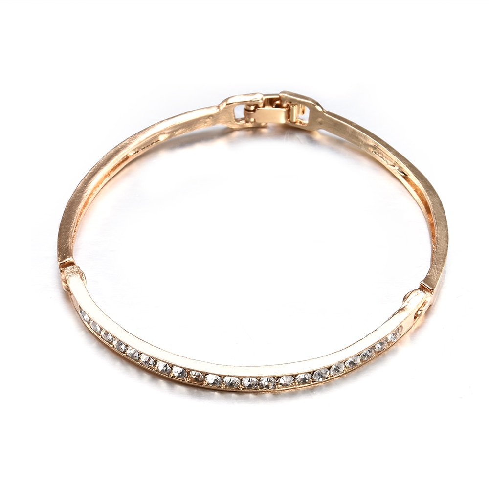 Gold Rvs Wit Rhinestone Crystal Armband Vrouwen Bruiloft Manchet Bangle Armband Sieraden