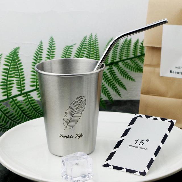 Ins-stijl koffiemok voor 350ml/550ml roestvrijstalen mok metalen beker buiten reisbeker drinken: Lichtgrijs / 350ml