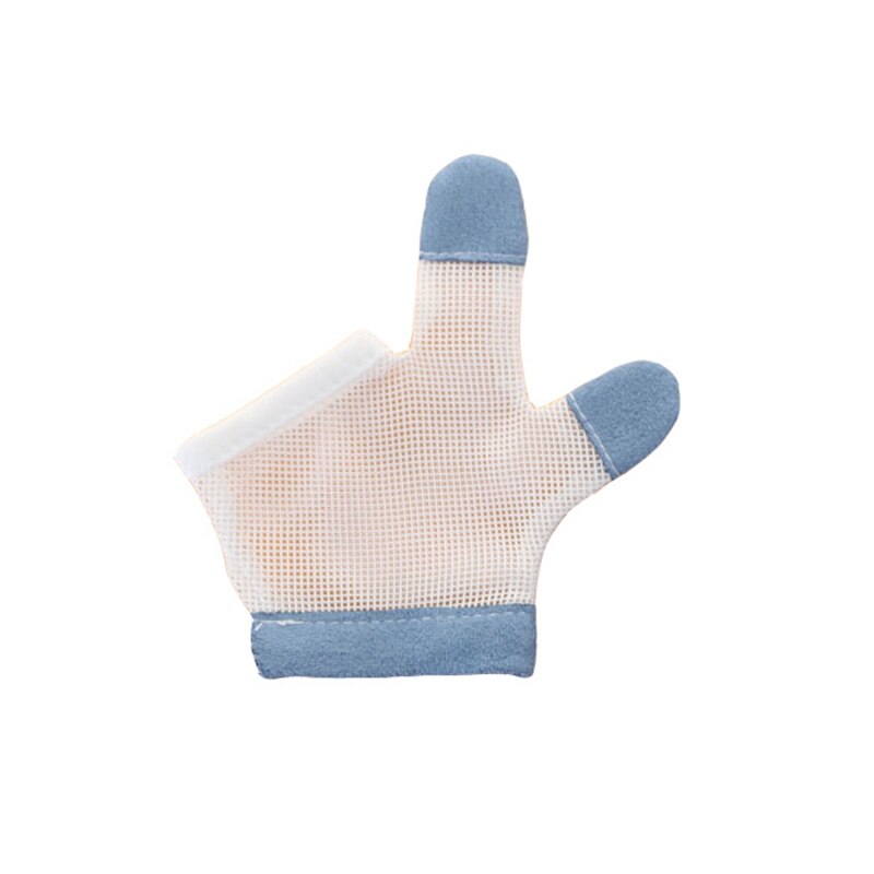 1 Pair Children Infant Anti Biting Eat Hand Protection Gloves Baby Prevent Bite Fingers Nails Glove For Toddle Kids Harmless Set: blue Two fingers M