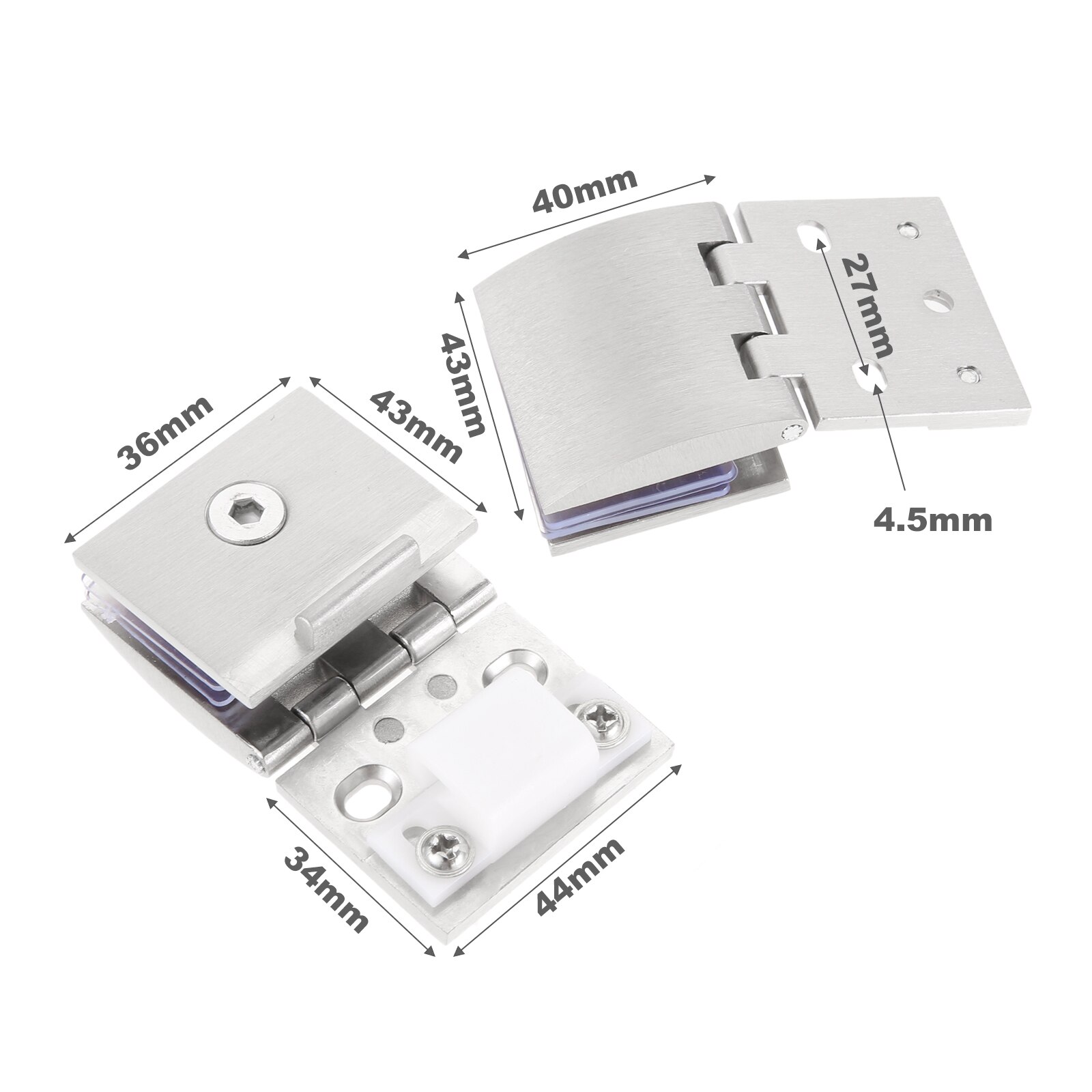 2pcs Door Hinges Zinc Alloy Cabinet Glass Door Hinge Clamp Clips Fit for 5-10mm Thickness Glass Furniture Hardware