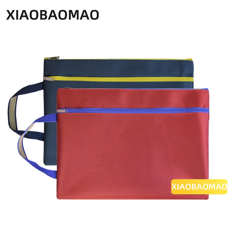 A4 Document File Bag Double-layer Large Capacity Canvas Student Stationery Bag Business Document Organizer Filing Products