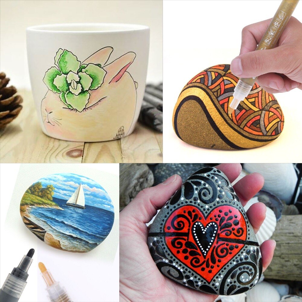 for Metallic Markers Pen,Glass Paint Writing,Painting Rocks,Black Paper,Photo,Album Card Making,Waterproof DIY Craft Kids,