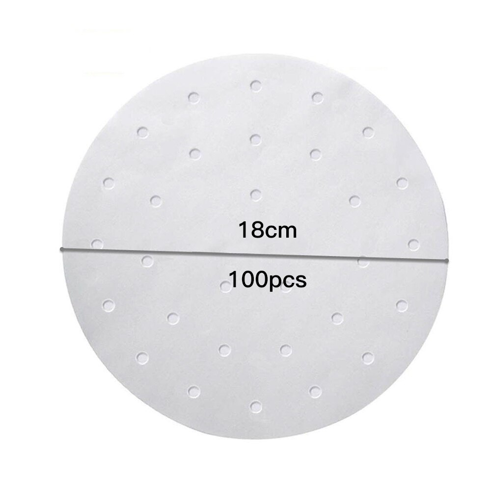 100Pc 7/8/9 Inch Air Fryer Steamer Liners Premium Perforated Wood Pulp Papers Non-Stick Steaming Basket Mat Baking Cooking Tools: 7 inch