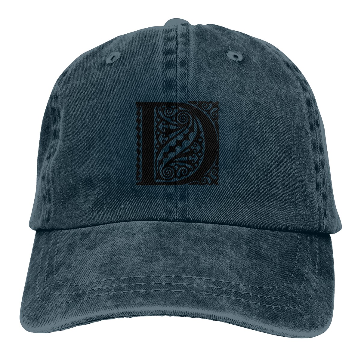 Caligrafía del alfabeto D, del tipo Abc, letras de texto, algodón lavado, Color puro, tablero ligero, gorra de béisbol para hombres, puntadas, sombrero de papá: Azul marino