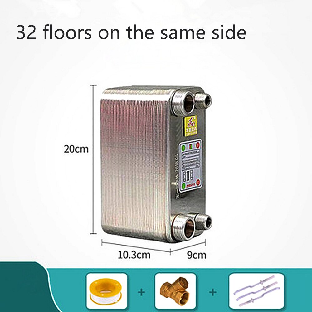 32 Plates stainless steel heat exchanger Brazed plate type water heater SUS304: Ipsilateral