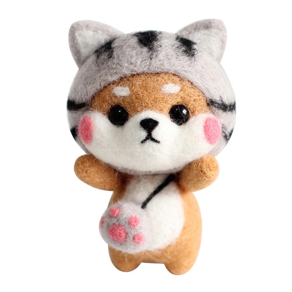 DIY Needle Felting Kit Needle Crafts Wool Felting Animals Kit DIY Handmade Non Finished Dog Handcraft with Needle Felting: 012