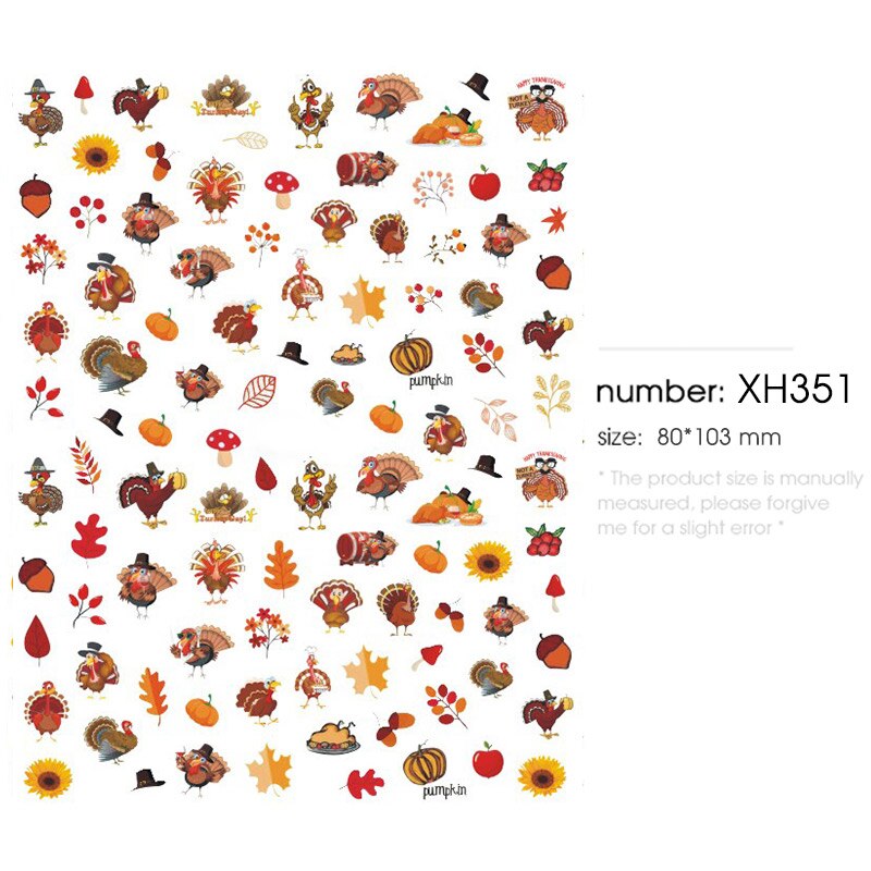 HNUIX 1 leaf Nail Art 3D decal fall theme nails sliders decor boards maple leaf pattern sticker for nail art filigree decals: XH351