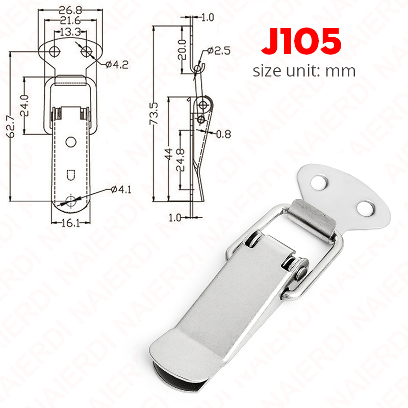 NAIERDI 6PCS Mild Steel Hasp Cabinet Boxes Spring Loaded Latch Catch Toggle Hasp For Sliding Door Window Hardware Tool Box Lock: Yellow