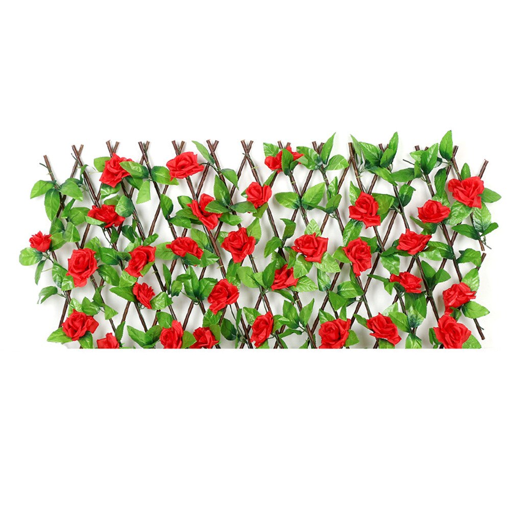 Houten Hedge Met Kunstbloemen Bladeren Tuin Decoratie Screening Uitbreiden Latwerk Privacy Screen Intrekbare Hek: S Red