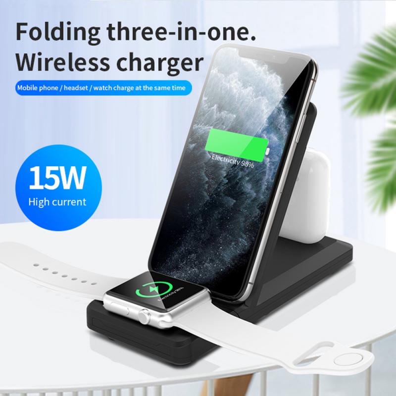15W Folding Three In One Wireless Charging Three In One Charger Multi Function Mobile Phone Wireless Charging Bracket