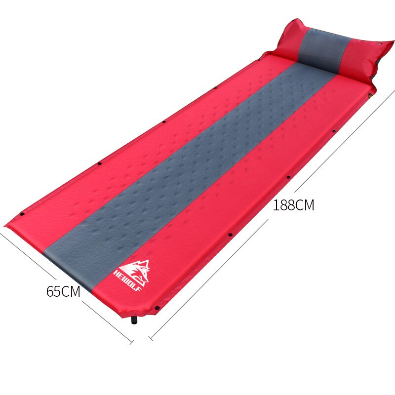 Hewolf Self-inflating Camping Mat Sleeping Pads with Pillow Memory Sponge Splicable Picnic Beach Mattress Portable Tent Bed Mat: Red