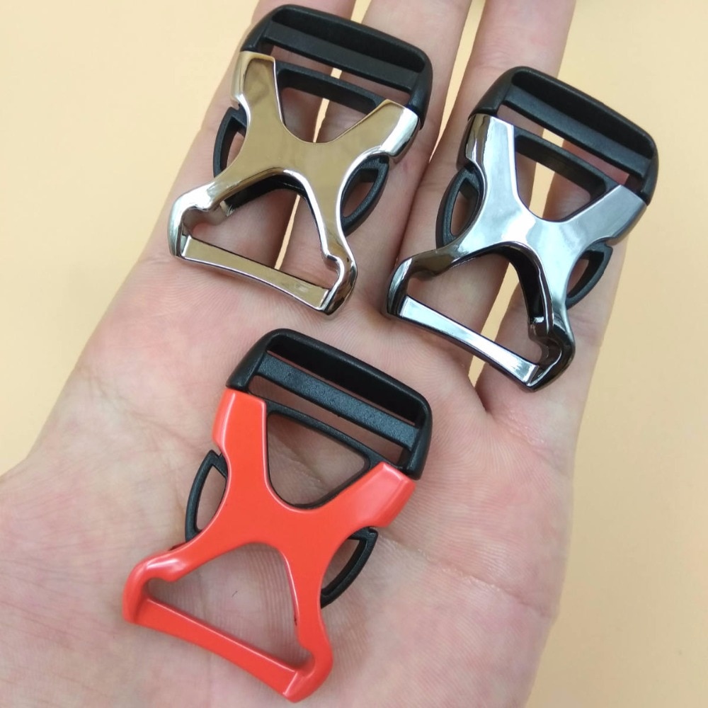 X stil 1 " til 25mm webbing rød polert sølv pistol metall sideutløser 1/2 metall plastspenner 5 deler gjør-det-selv-vesker tilbehør