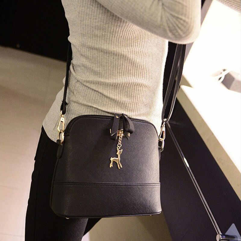 Bolso pequeño con armazón de piel para mujer, bandolera de hombro con empalme de ciervo, de choque de color