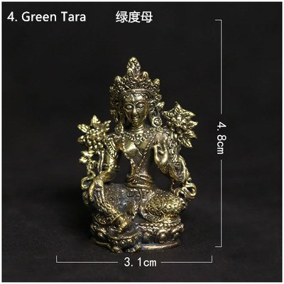 HDC0683 Tibetaanse Mini Pocket Amulet Boeddha Gouden Boeddha Status Decor Ambachten Lotus-geboren Schat Collecties: 4 Green Tara