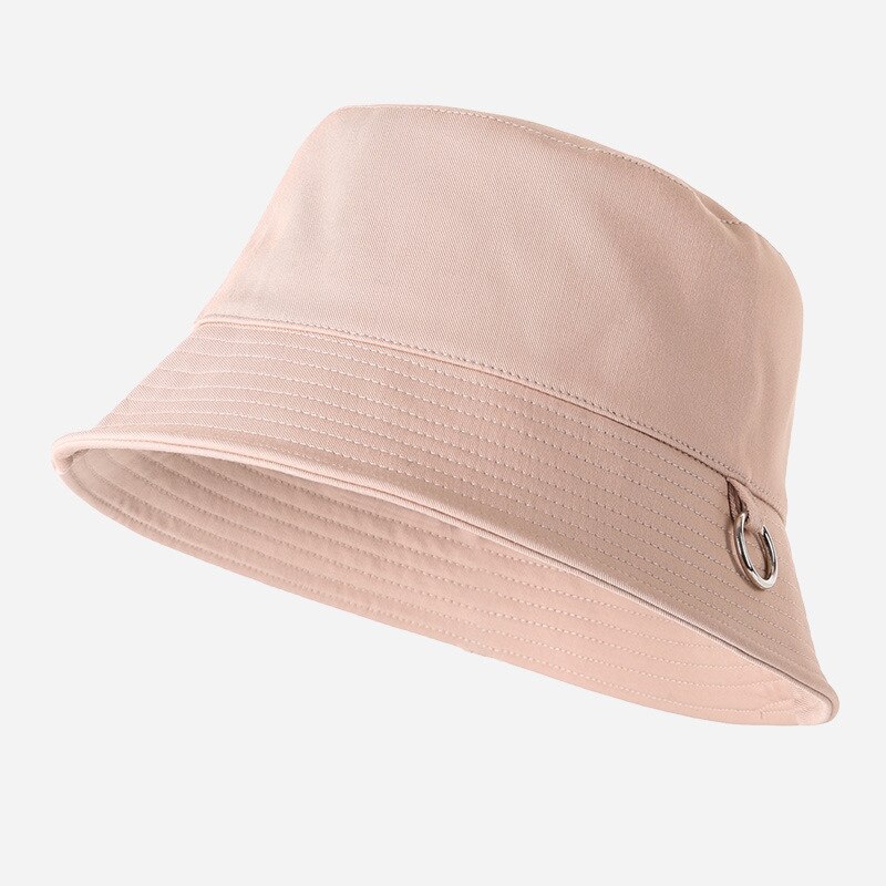 Chapeau seau d&#39;été avec anneau en métal pour filles, pare-soleil de plage en plein air, casquette de pêcheur pour garçons et femmes, Bob décontracté, Panama: Light Pink