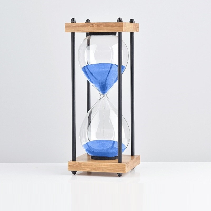 Platz Holz Unten Glas Sanduhr 30 Minuten Zeit Timer Hause Ornamente Sanduhr Küche Stunde Meter Blau Sand Uhr freundlicher: Bambus Blau