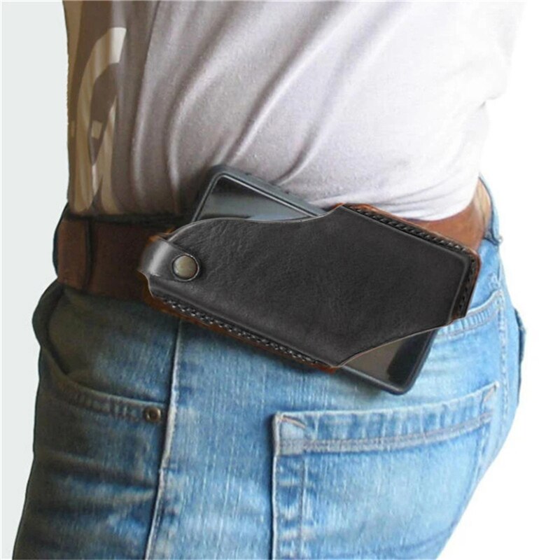 LKEEP PU Waist Black Bag Men Waist Pack Waist Bag Funny Pack Belt Bag Men Chain Waist Bag For Phone Pouch: Black L