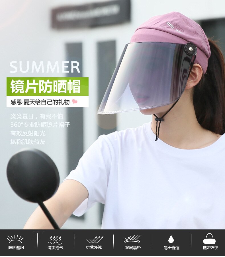 Women Men Unisex Cap Sun Protection Outdoor Double Layer Sun Hat Summer Women Ant- UV Riding Hat For Male Female