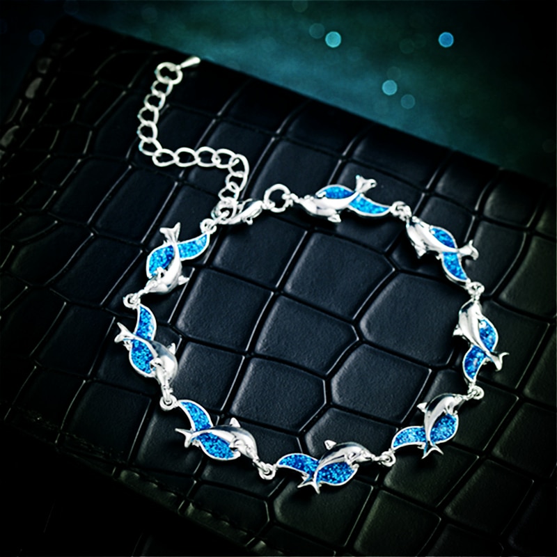 Zomerse stijl dolfijn blauwe vuuropaal zee armbanden voor vrouwen boho dieren armband strand oceaan sieraden bijoux femme