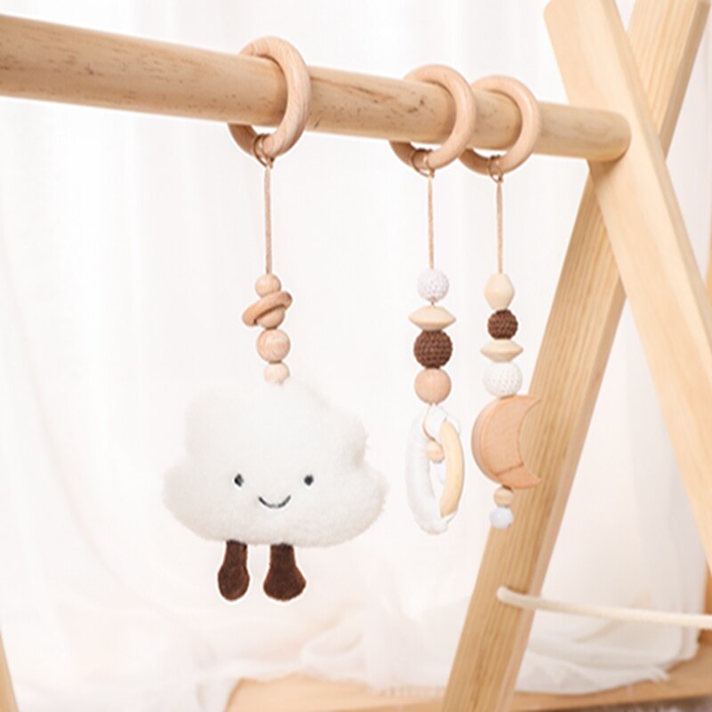 1Set Nordic Cartoon Baby Houten Gym Fitness Frame Rack Opknoping Hanger Speelgoed Kit Peuter Infant Kamer Decoraties