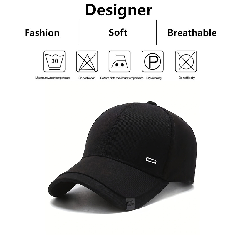 Unisex Square Silver Buckle Label Baseball Caps Spring Autumn Outdoor Adjustable Casual Hats Sunscreen Hat