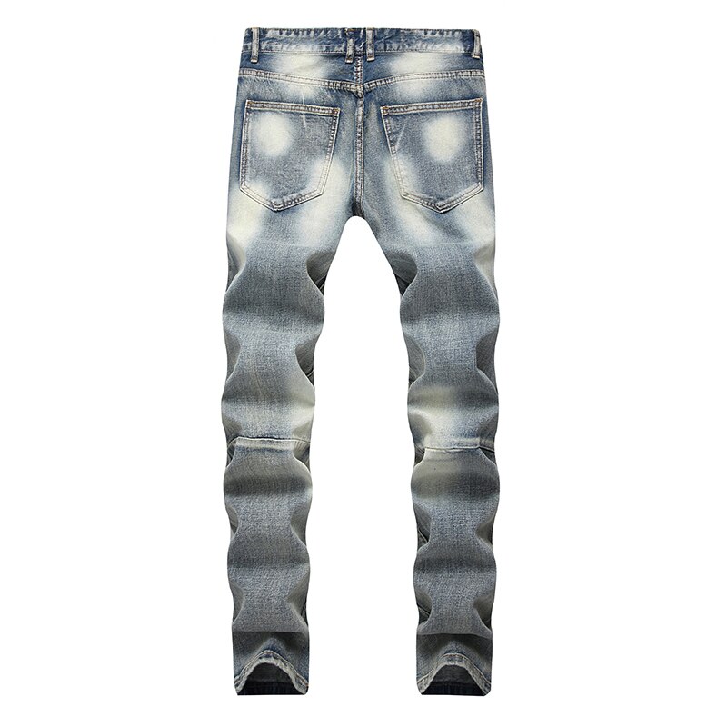 Pantalones vaqueros ajustados para hombre, ropa de calle, Vaqueros rasgados con agujeros rotos, estilo Hip Hop