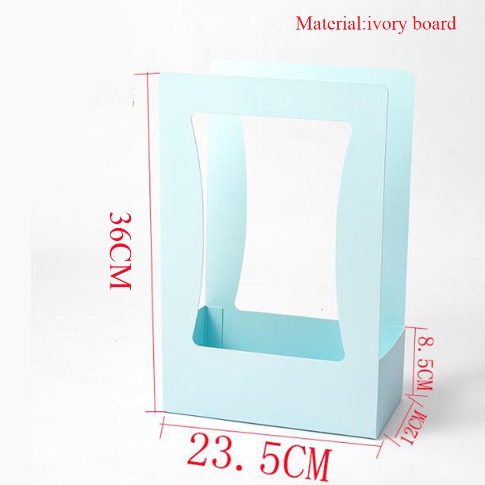 Portable Flower Basket Useful Round Florist Box Convenient Plant Boxes Multifunction Fleur Bouquet Baskets Durability Flower Box: light blue