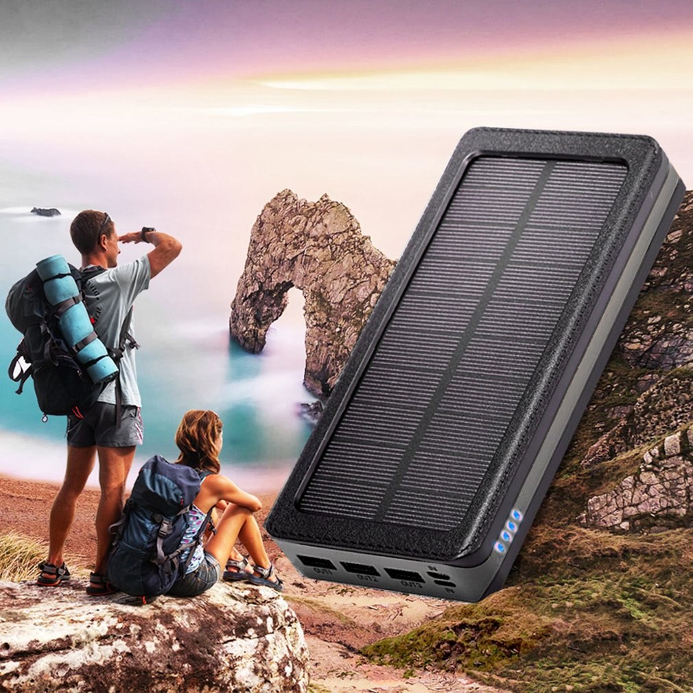 20000mAh Compact Size Waterproof Solar Power Battery Charger 3UBS Outdoor Camping Hiking Power Bank Battery Supply