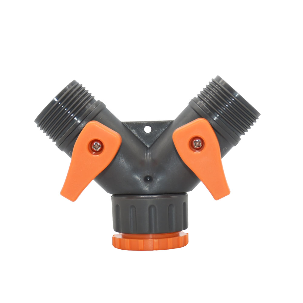 2-way Garden tap water splitter Female 1/2 3/4 garden hose Y splitter watering adjustable switch 1pcs